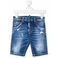 Dsquared2 Kids Short jeans com efeito destroyed - Azul
