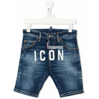 Dsquared2 Kids Short jeans Icon com logo - Azul
