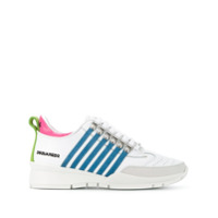Dsquared2 lace up trainers with colourful stripe detail - Branco