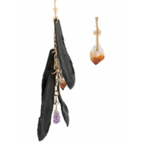 Dsquared2 Par de brincos com penas e cristais - Preto