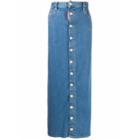 Dsquared2 Saia jeans longa cintura alta com botões - Azul