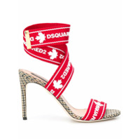 Dsquared2 Sandália com logo e detalhe xadrez - Vermelho