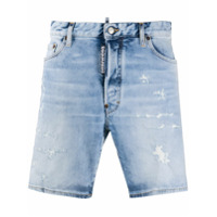 Dsquared2 Short jeans com detalhes puídos 1964 - Azul