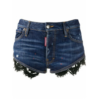 Dsquared2 Short jeans com renda na barra - Azul