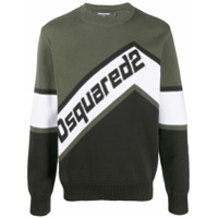 Dsquared2 Suéter color block com padronagem de logo - Verde