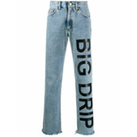 DUOltd Calça jeans reta 'big drip' estampada - Azul