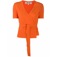 DVF Diane von Furstenberg Blusa Mirella de tricô com transpasse - Laranja