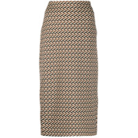 DVF Diane von Furstenberg Saia cintura alta com padronagem geométrica - Marrom