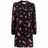 DVF Diane von Furstenberg Vestido Falling Lips com amarração na cintura - Preto