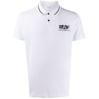 Ea7 Emporio Armani Camisa polo com estampa de logo e detalhe de listras - Branco