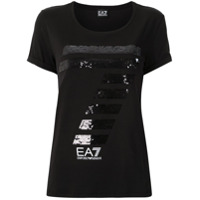 Ea7 Emporio Armani Camiseta com logo e paetês - Preto