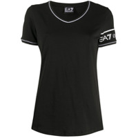 Ea7 Emporio Armani Camiseta com logo nas mangas - Preto