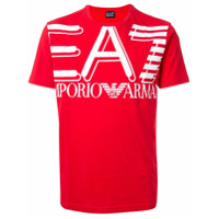 Ea7 Emporio Armani Camiseta mangas curtas vermelha de algodão com estampa - Vermelho