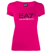 Ea7 Emporio Armani Camiseta slim com estampa de logo - Rosa
