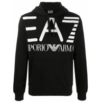 Ea7 Emporio Armani Moletom mangas longas com capuz e estampa de logo - Preto