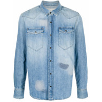 Eleventy Camisa jeans com efeito manchado - Azul