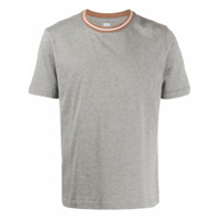 Eleventy Camiseta com gola listrada - Cinza