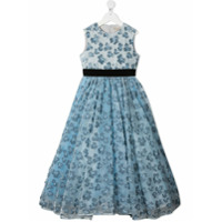 ELIE SAAB JUNIOR floral embroidery long dress - Azul