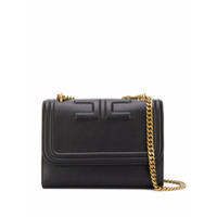 Elisabetta Franchi Bolsa tiracolo mini com logo gravado - Preto