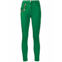 Elisabetta Franchi Calça jeans skinny com detalhe de corrente - Verde