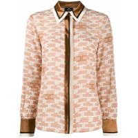 Elisabetta Franchi Camisa mangas longas com estampa monogramada - Marrom