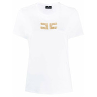 Elisabetta Franchi Camiseta com logo em contas - Branco