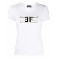 Elisabetta Franchi Camiseta decote careca com estampa de logo - Branco