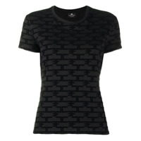 Elisabetta Franchi Camiseta decote careca com estampa de logo - Preto