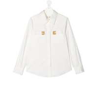 Elisabetta Franchi La Mia Bambina Camisa mangas longas com logo e franjas - Branco