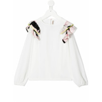 Emilio Pucci Junior Blusa com detalhe de babados e estampa gráfica - Branco