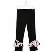 Emilio Pucci Junior Calça com detalhe de babados e estampa gráfica - Preto