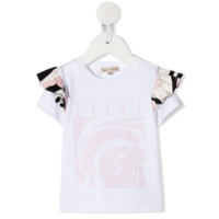 Emilio Pucci Junior Camiseta com estampa gráfica e babados nas mangas - Branco