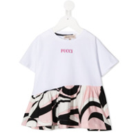 Emilio Pucci Junior Camiseta com patch de logo e acabamento de babados - Branco