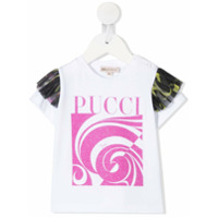 Emilio Pucci Junior Camiseta mangas curtas de algodão com estampa de logo - Branco