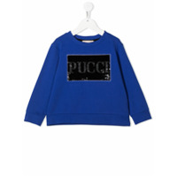 Emilio Pucci Junior Moletom com logo de paetês - Azul