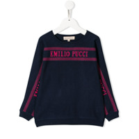 Emilio Pucci Junior Suéter com logo bordado - Azul