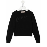 Emilio Pucci Junior Suéter com logo bordado - Preto
