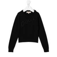 Emilio Pucci Junior Suéter de lã virgem com logo bordado - Preto
