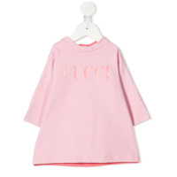 Emilio Pucci Junior Vestido evasê de jersey com logo - Rosa