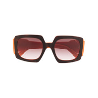 Emilio Pucci Óculos de sol quadrado color block - Laranja
