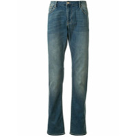 Emporio Armani Calça jeans slim com lavagem estonada - Azul