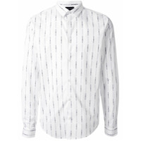 Emporio Armani Camisa mangas longas com logo e listras - Branco