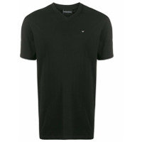 Emporio Armani Camiseta gola V com detalhe de logo - Preto