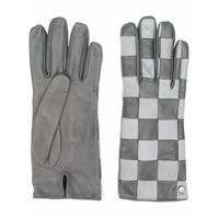 Emporio Armani check-print contrast gloves - Cinza