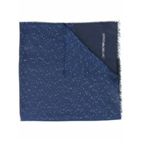 Emporio Armani fine knit fringe scarf - Azul