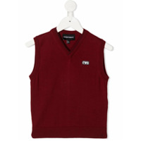 Emporio Armani Kids Blusa de tricô com patch de logo - Vermelho