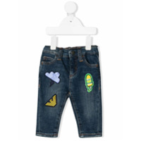 Emporio Armani Kids Calça jeans com bordado - Azul