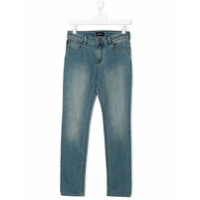 Emporio Armani Kids Calça jeans com efeito desbotado - Azul