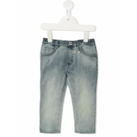 Emporio Armani Kids Calça jeans com efeito desbotado - Azul