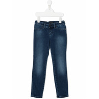 Emporio Armani Kids Calça jeans com lavagem estonada - Azul